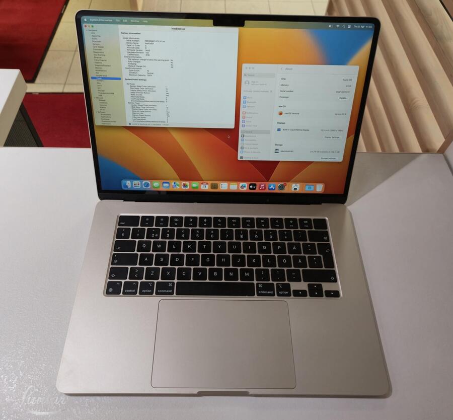 Sülearvuti MacBook Air 15” Apple M2, 8GB 2023a