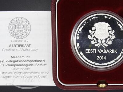 Hõbemünt 925* "Eesti delegatsioon XXII taliolümpiamängudel Sotšis 2014