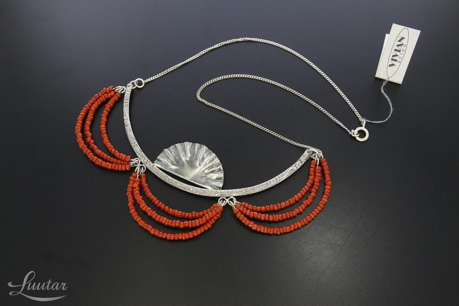 Hõbekaelakett kuloniga 925* Korall UUS! Käsitöö! Vivian Schotowsky