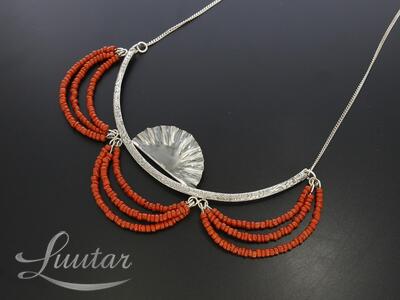 Hõbekaelakett kuloniga 925* Korall UUS! Käsitöö! Vivian Schotowsky