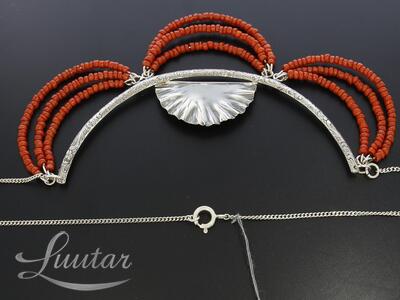 Hõbekaelakett kuloniga 925* Korall UUS! Käsitöö! Vivian Schotowsky