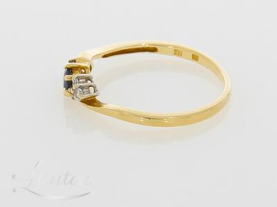 Kuldsõrmus 585* Briljandid + Safiir