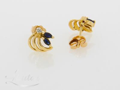 Kuldkõrvarõngad 585* Briljandid + Safiirid