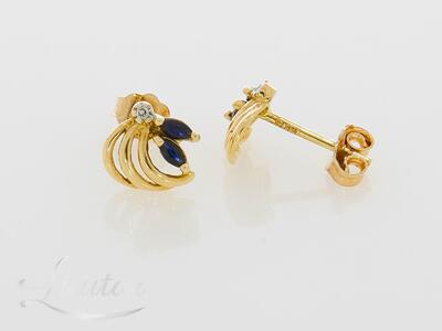 Kuldkõrvarõngad 585* Briljandid + Safiirid