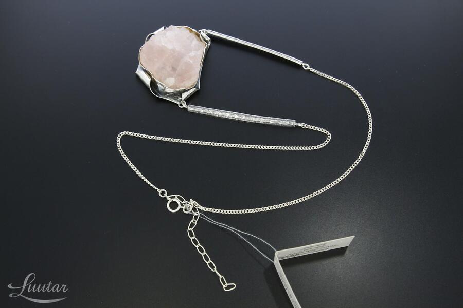 Hõbekaelakett kuloniga 925* Roosa kvarts! UUS! Käsitöö! Vivian Schotowsky