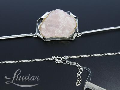 Hõbekaelakett kuloniga 925* Roosa kvarts! UUS! Käsitöö! Vivian Schotowsky