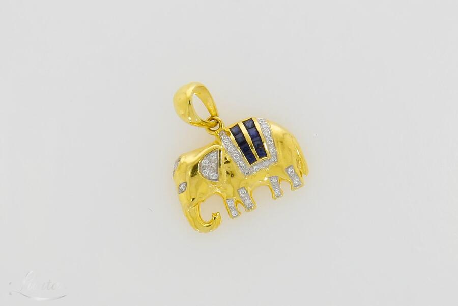 Kuld kulon 750* Elevant Briljandid + Safiirid