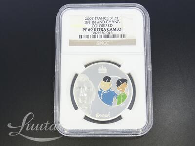 Hõbemünt 900* Coin France 1.5 Euros - Tintin and Chang - 2007