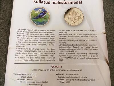 Münt Suitsupääsuke 2018 aasta