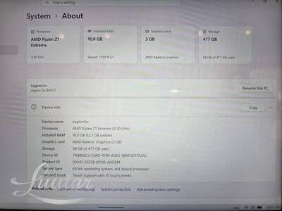 Käsikonsool Lenovo Legion Go 8APU1 (YM90B41150H2)