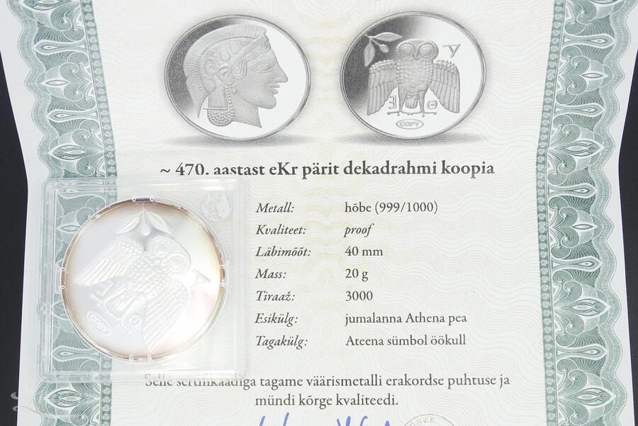 Hõbemünt 999* Muinas-Kreeka Dekadrahmi koopia