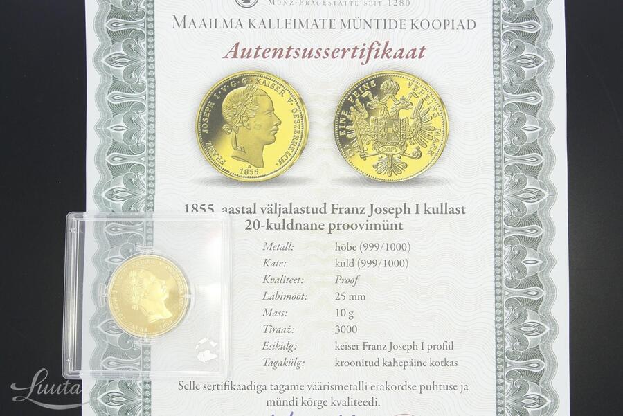 Hõbemünt 999* Franz Joseph I 1855
