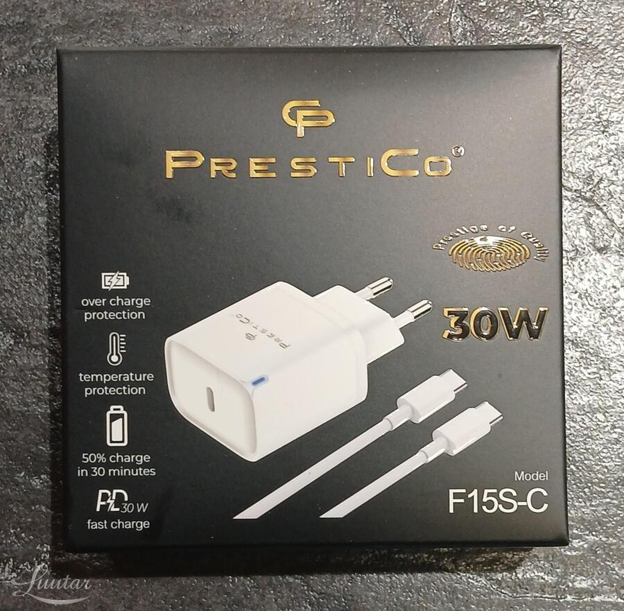 Laadija PRESTICO F15S+ Type-C + Juhe Type-C 30W PD