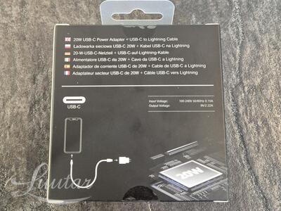 Laadija USB​ Type-​C 20W​ + Juhe USB Type-C → Lightning​ white