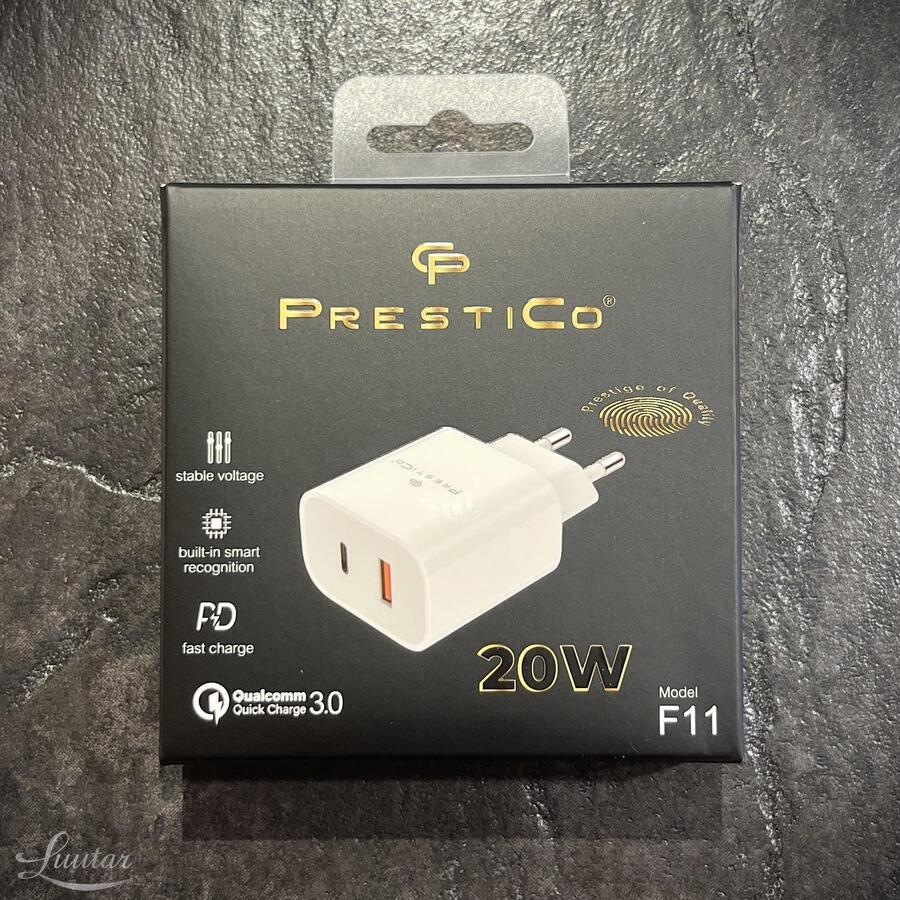 Laadija PrestiCo F11 USB + Type-C QC+PD 20W UUS!