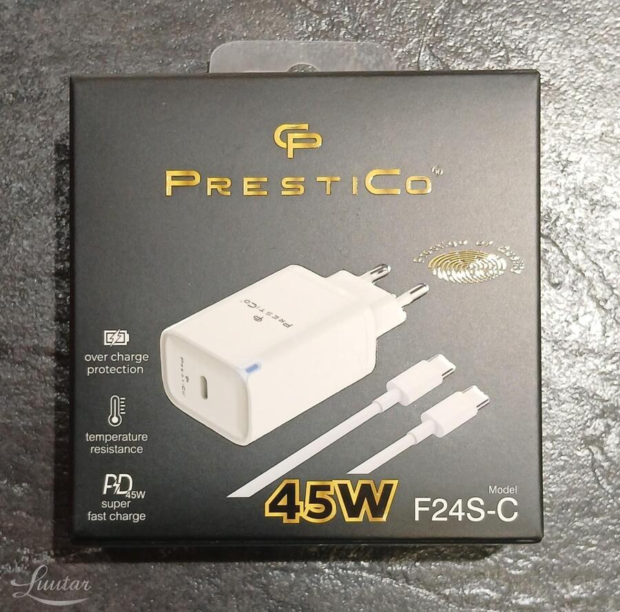 Laadija PRESTICO USB​ Type-​C 45W​ + Juhe Type-C → Type-C​ UUS!