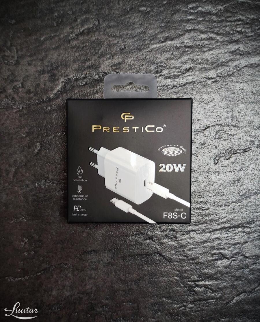 Laadija PRESTICO F8S 1xUSB-C + Juhe USB-C 20W PD UUS!