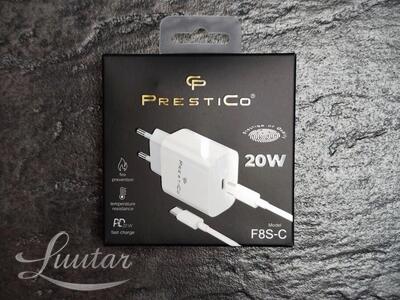 Laadija PRESTICO F8S 1xUSB-C + Juhe USB-C 20W PD UUS!
