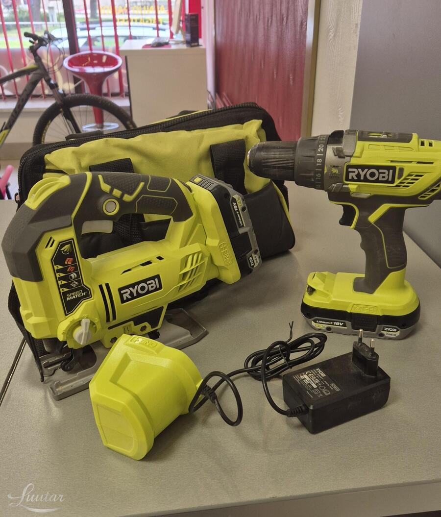 Akutikksaag Ryobi R18JS-120S, Akulööktrell Ryobi One+ R18PD3