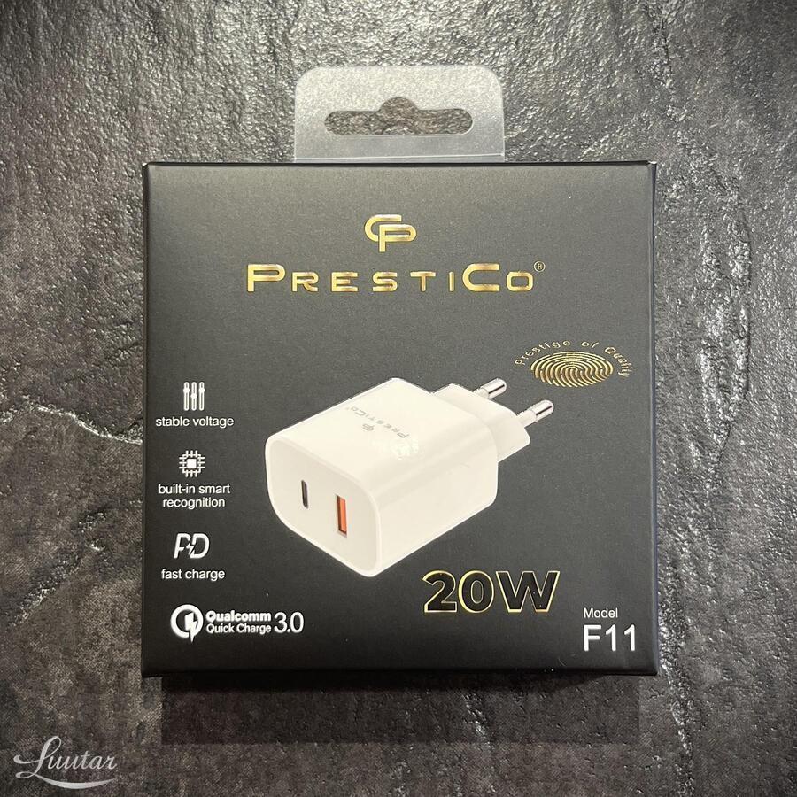 Laadija PrestiCo F11 USB + Type-C QC+PD 20W UUS!