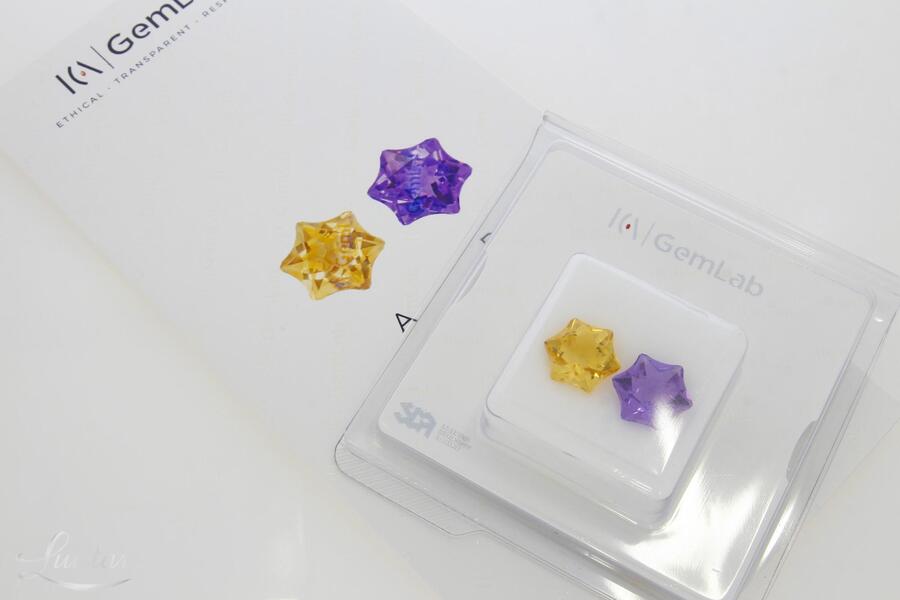 Looduslik Tsitriin 9,27ct ja Ametüst 9,25CT