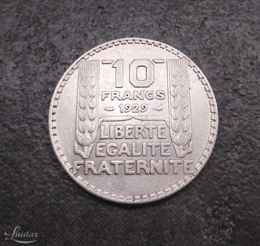Hõbemünt 680* 10 franki, 1929.