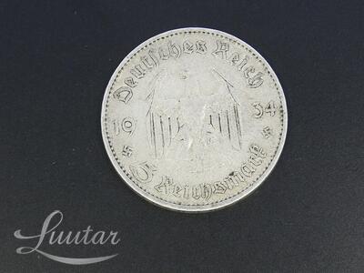 Hõbemünt  900* 5 Reichsmark Saksa 1934