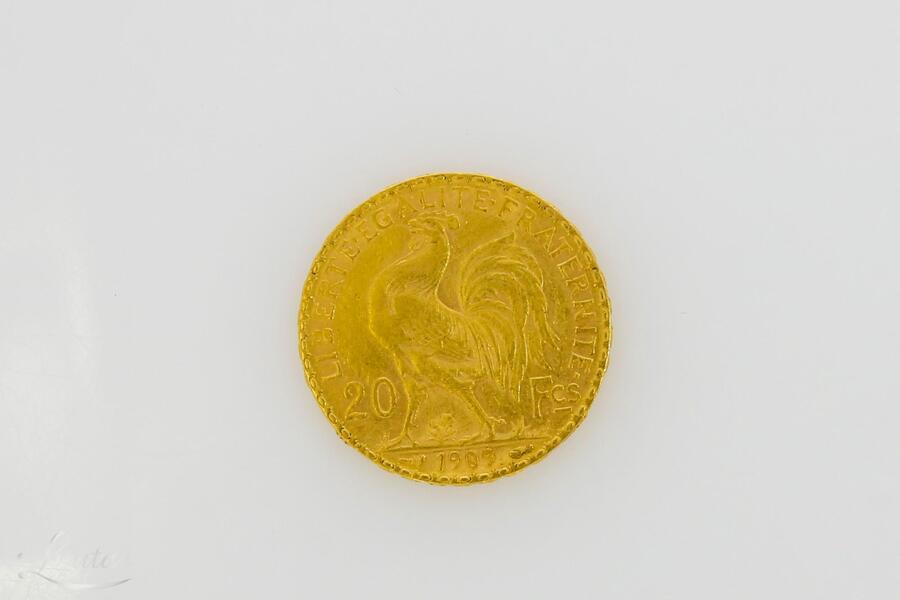 Kuldmünt 900* Marianne ja Kukk 20 Franki Pranstsusmaa 1909