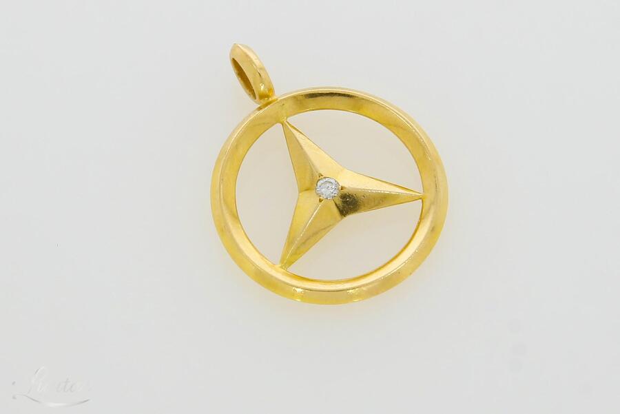 Kuld kulon 750* Mercedes Briljant