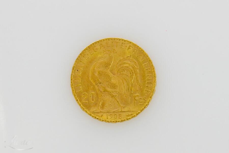 Kuldmünt 900*  20 Francs 1908