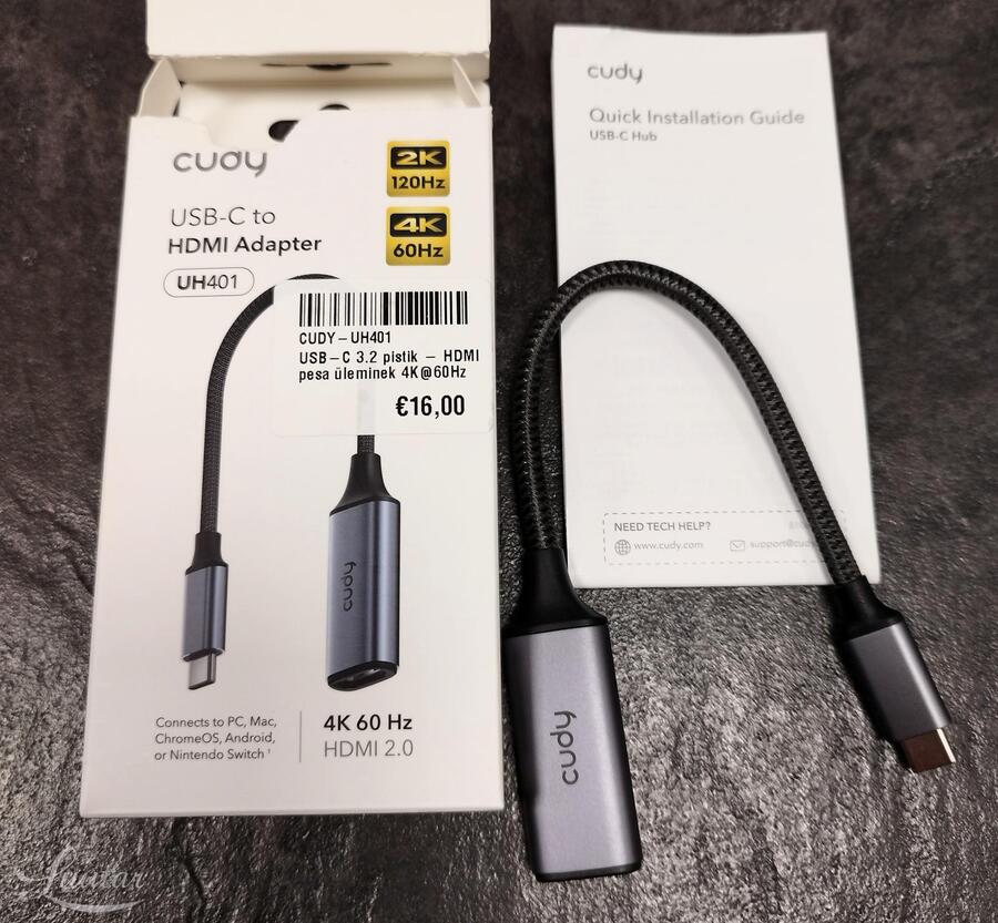 USB-C 3.2 pistik - HDMI pesa üleminek Cudy UH401