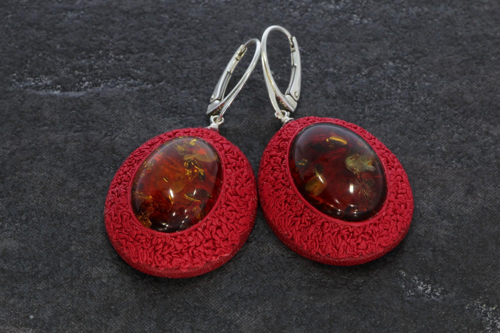 Tootefoto - Hõbekõrvarõngad 925* Merevaiguga UUED Käsitöö Adriana