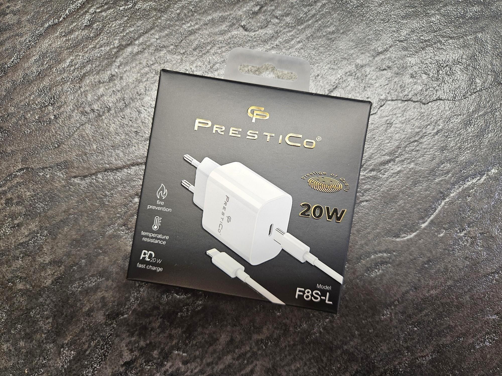 Tootefoto - Laadija PRESTICO F8S 1xUSB-C + Juhe Lightning 20W PD valge U