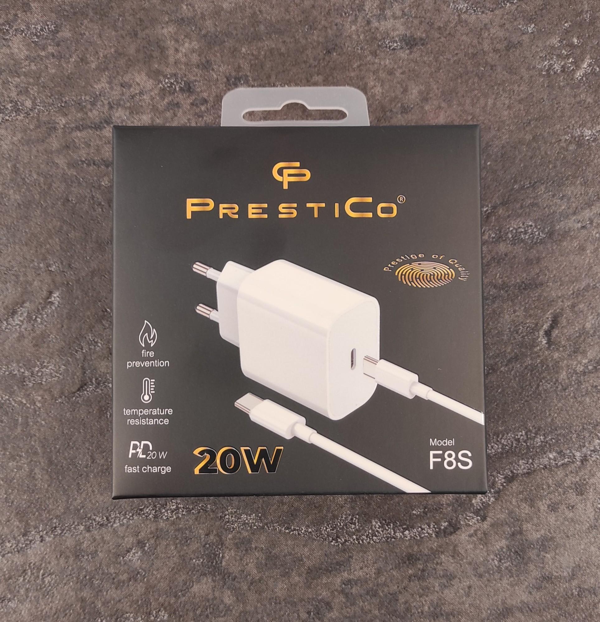 Tootefoto - Laadija Prestico F8S USB Type-C 20W+juhe USB TypeC-USB Type