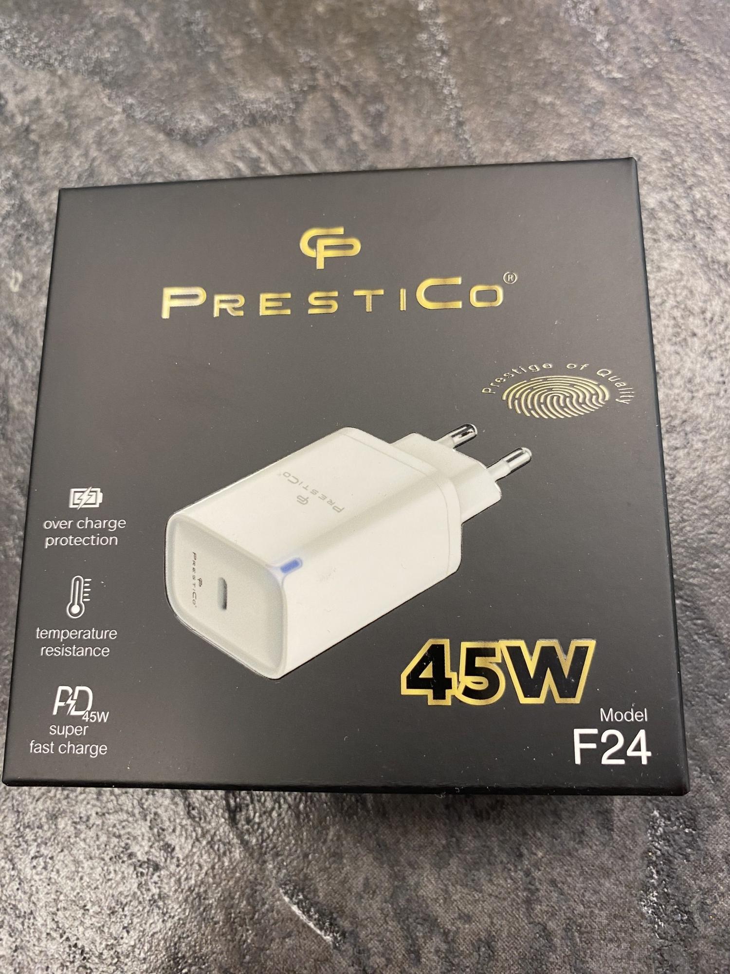 Tootefoto - Laadija PRESTICO F24 1xUSB-C 45W PD GaN valge