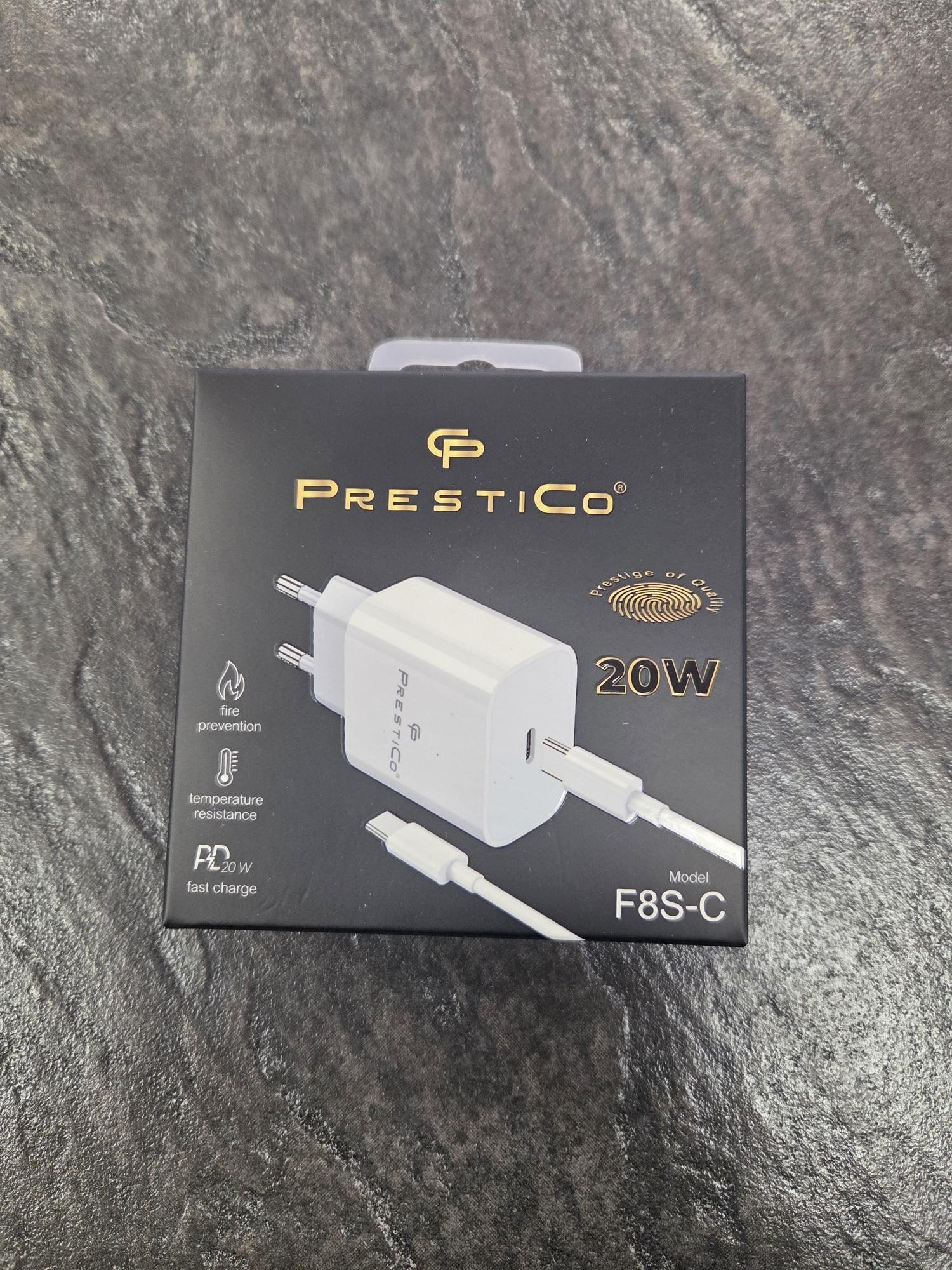 Tootefoto - Laadija PRESTICO F8S 1xUSB-C+Juhe USB-C20W PD Valge
