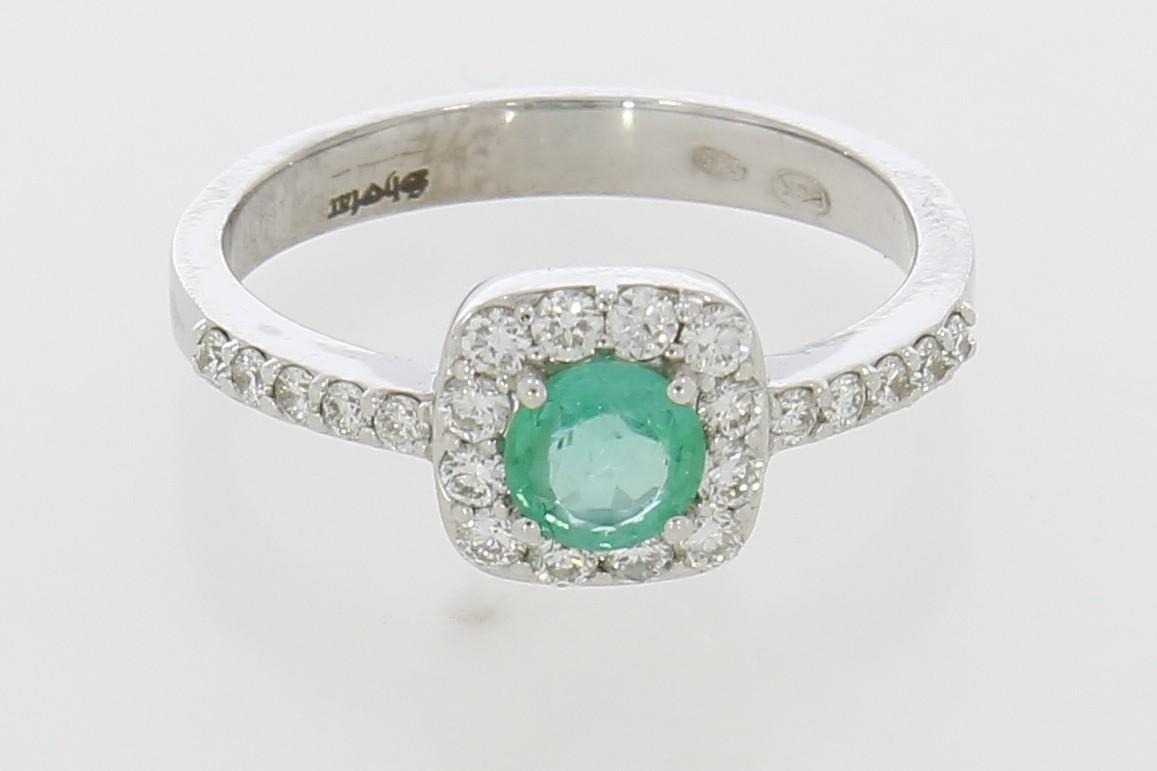 Tootefoto - Kuldsõrmus 585* Smaragd 4.4mm + Briljandid 0