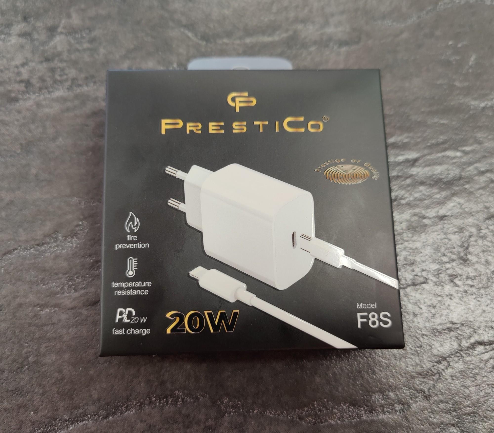 Tootefoto - Laadija PRESTICO F8S USB Type- C 20W + Juhe USB Type-C → Lig