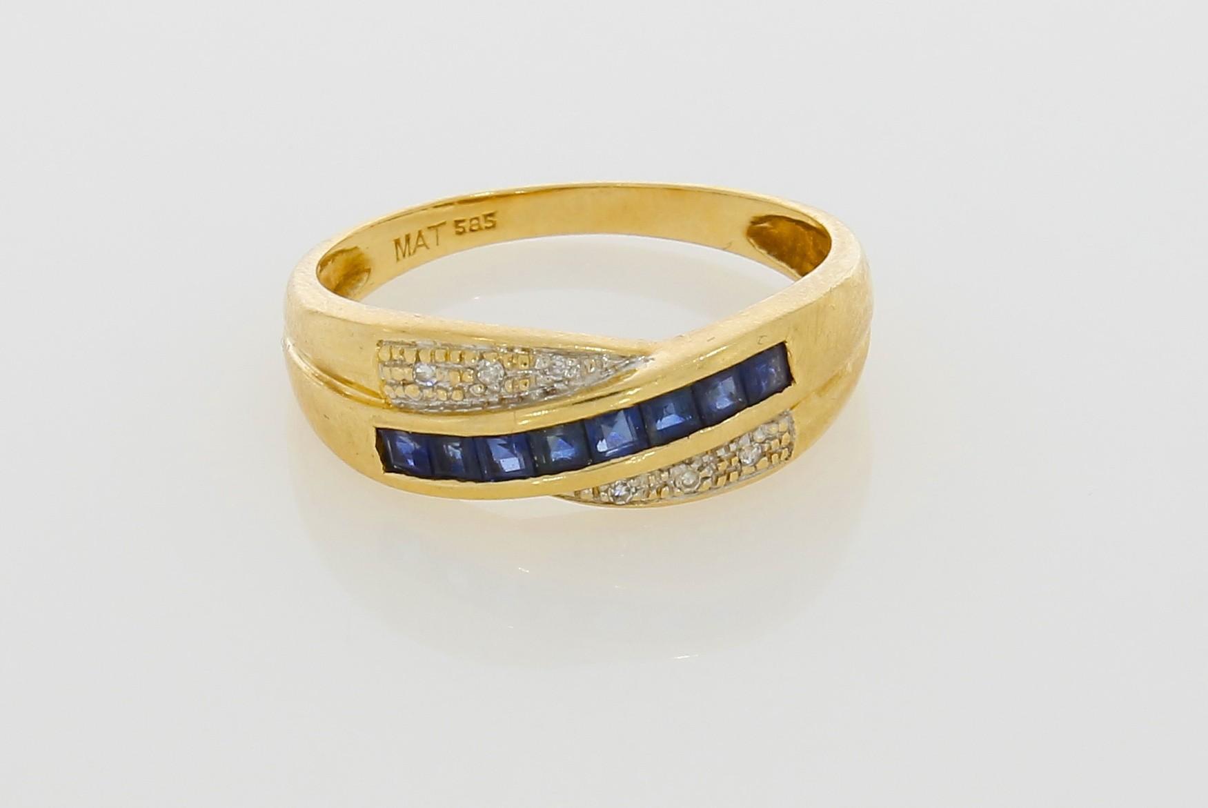 Tootefoto - Kuldsõrmus 585* Briljandid + Safiirid
