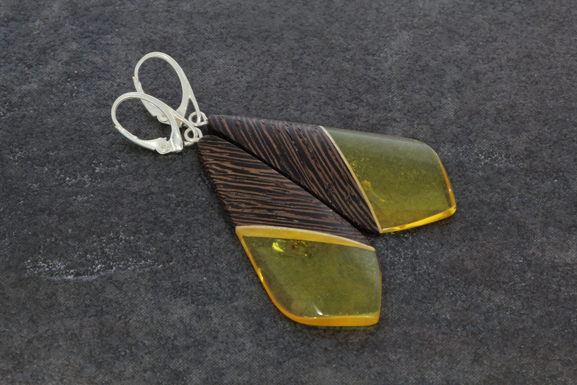 Tootefoto - Kõrvarõngad merevaiguga