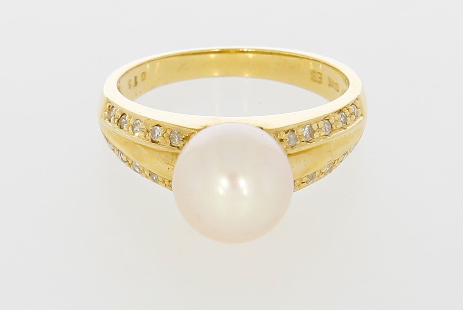 Tootefoto - Kuldsõrmus 585* Pärl & Briljandid