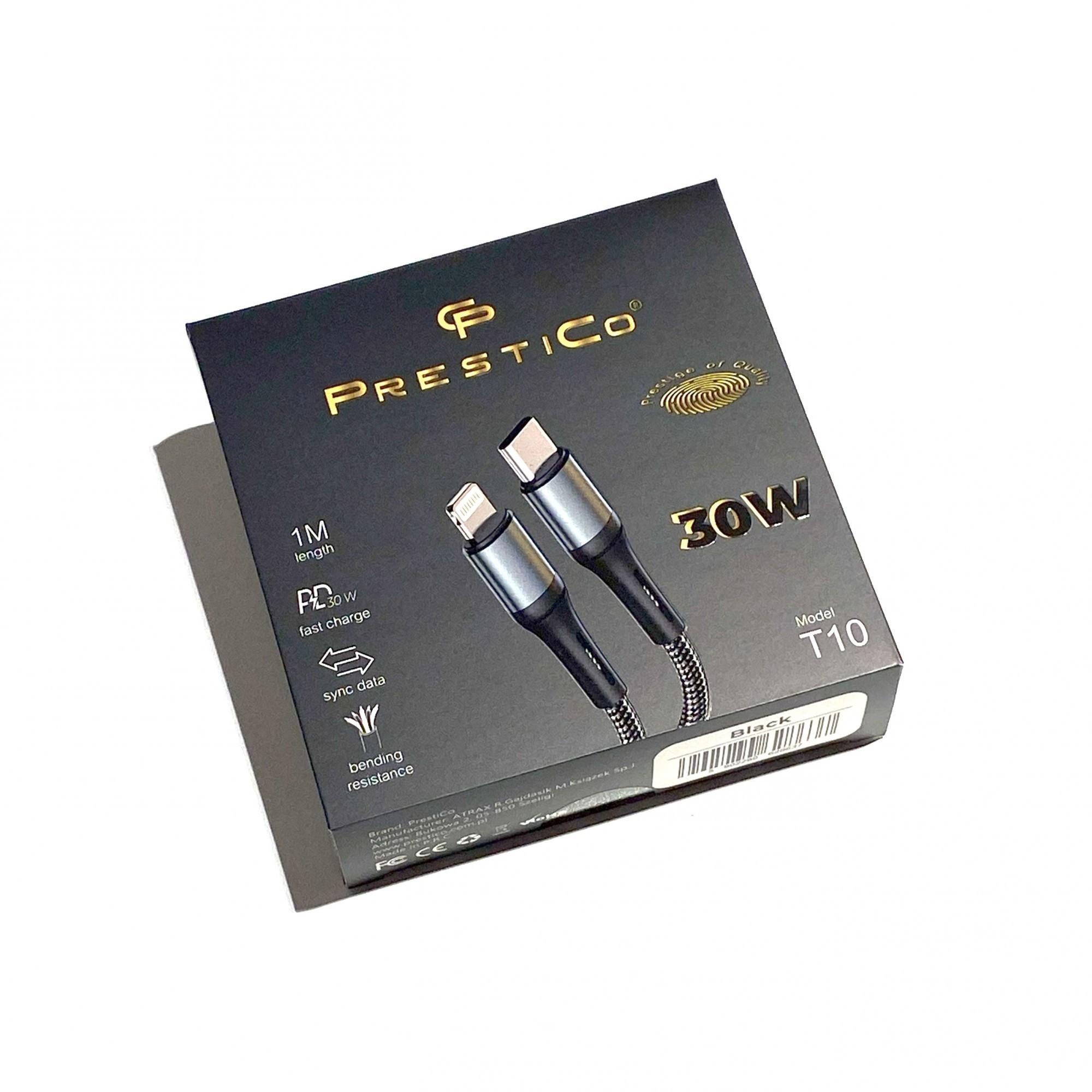 Tootefoto - Juhe PRESTICO T10 USB Type-C - Lightning 30W PD Must