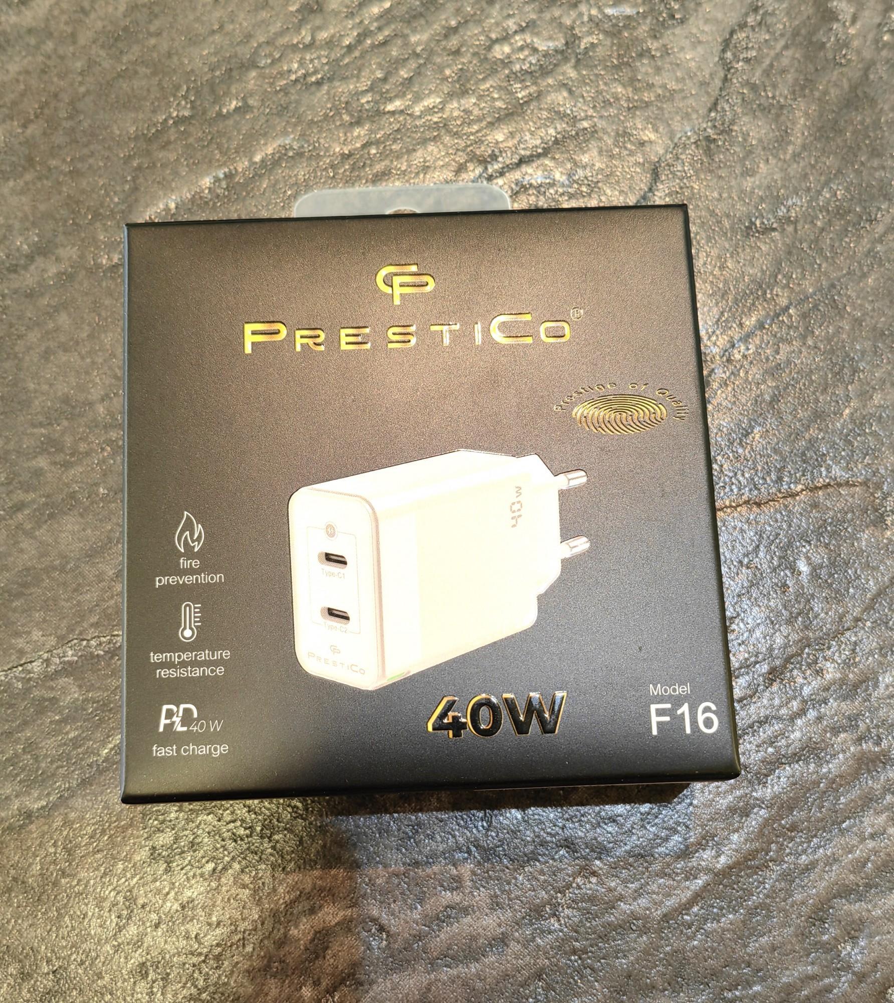 Tootefoto - Laadija Prestico F16 2xUSB Type-C 40W PD