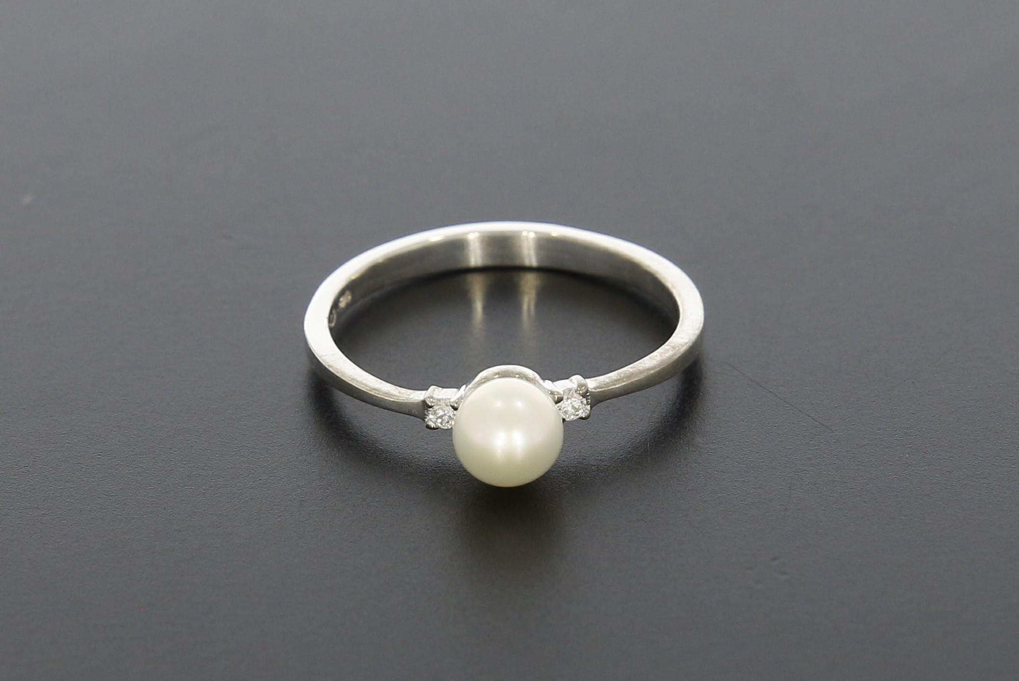 Tootefoto - Hõbesõrmus 925* Pärl + Teemantid! Golden Silver Jewelry