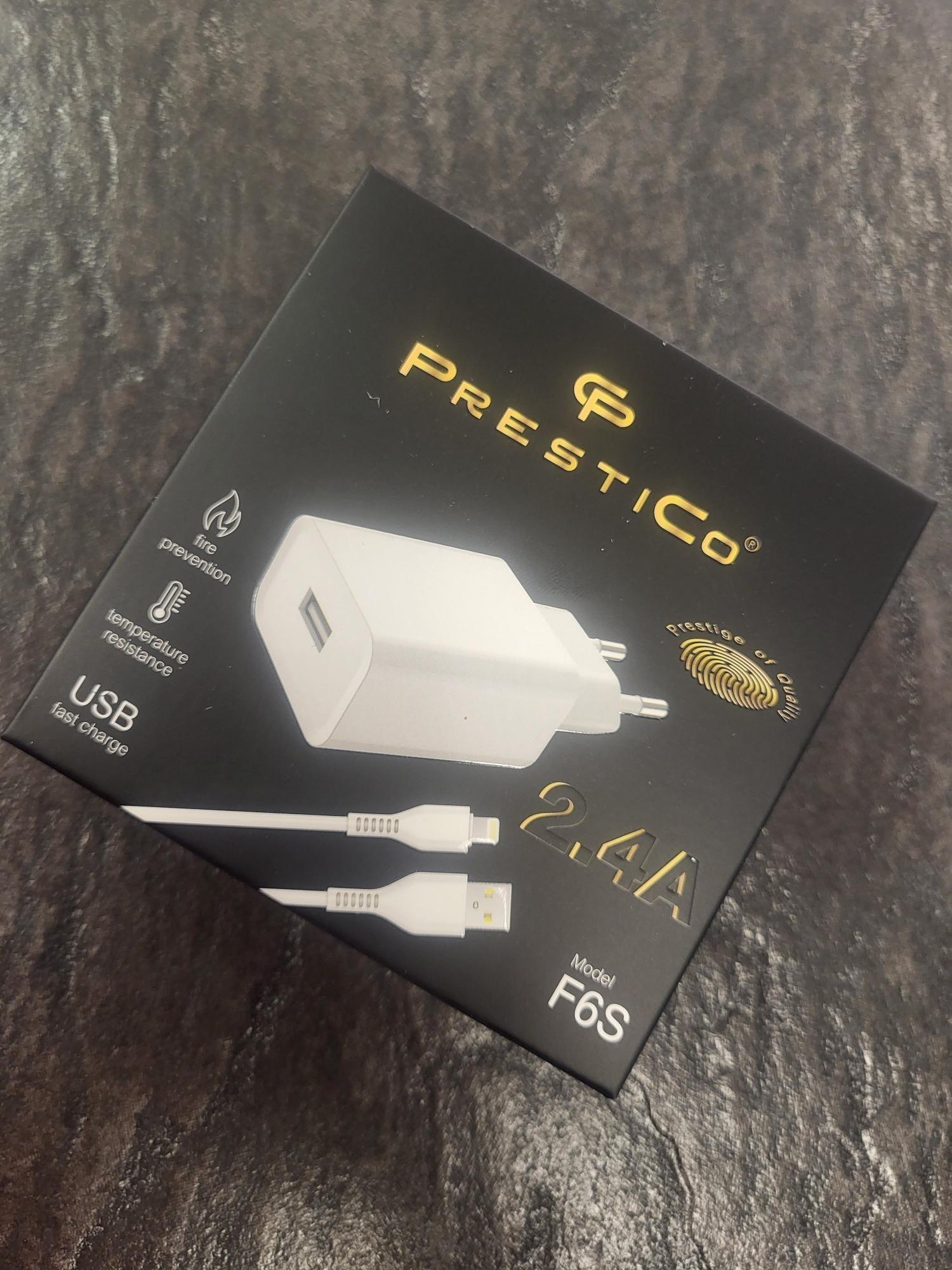 Tootefoto - Laadija PRESTICO F6S 1 x USB + Juhe LIGHTNING 2