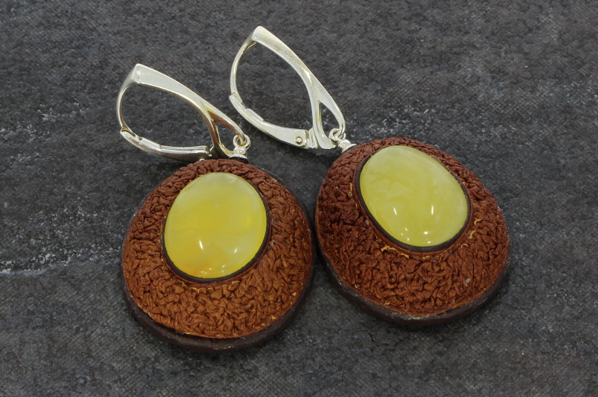 Tootefoto - Hõbekõrvarõngad 925* Merevaiguga UUED Käsitöö Adriana