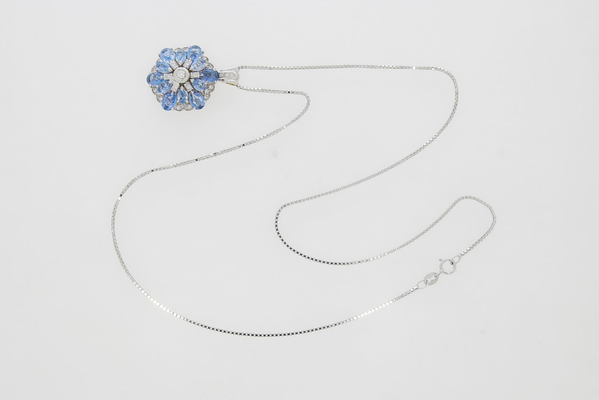 Tootefoto - Kuldkaelakett + kulon 750* Briljandid + akvamariinid!