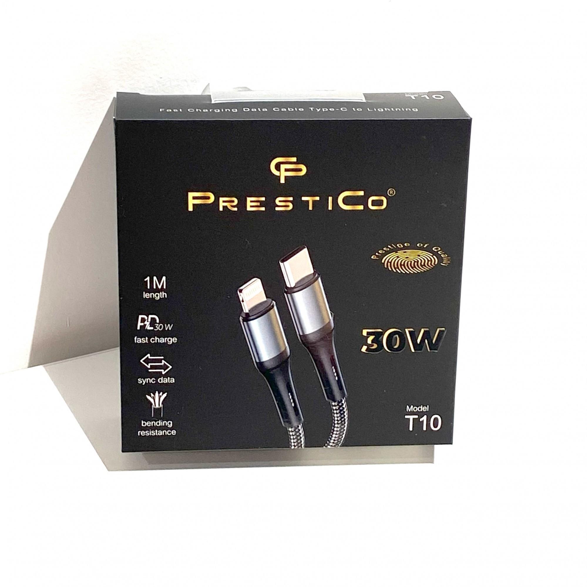 Tootefoto - Juhe PRESTICO T10 USB Type-C- Lightning 30W PD Must