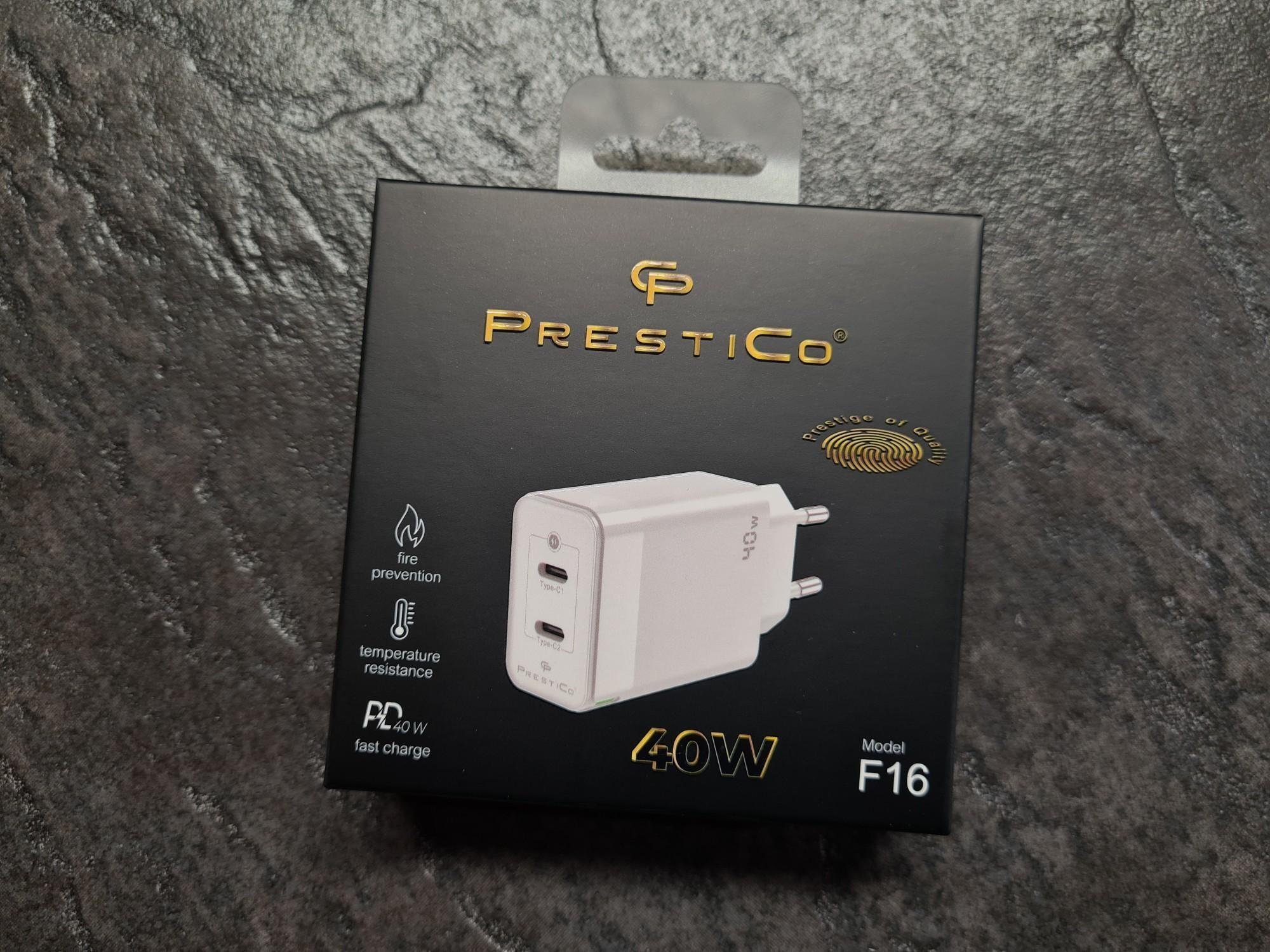 Tootefoto - Laadija PRESTICO F16 2xUSB-C 40W PD Valge