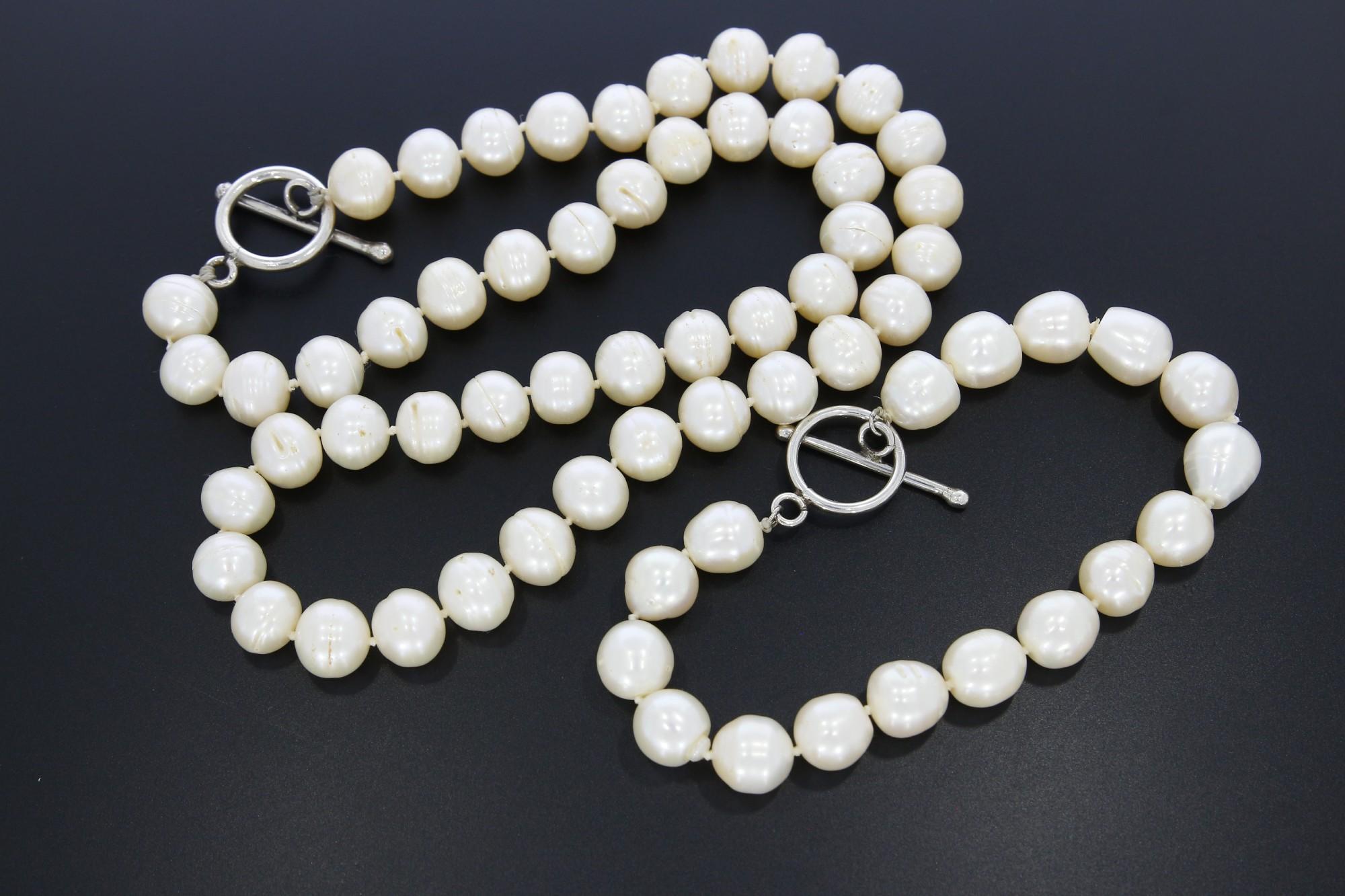 Tootefoto - Pärlikaelakee + pärlikäevõru hõbedaga 925*